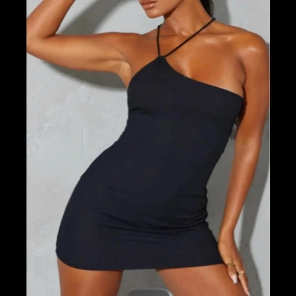 PrettyLittleThing | Dresses | Pretty Little Thing Asymmetric Black Dress |  Poshmark